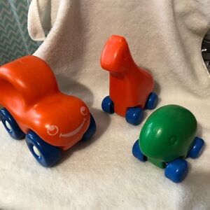 Vintage Little Tikes wheeled toys frog giraffe car push toys bundle